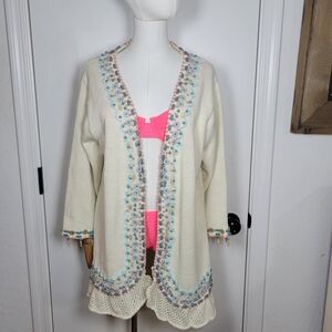 Storybook Knits Coastal Cardigan / Beach Swim Coverup Size Large